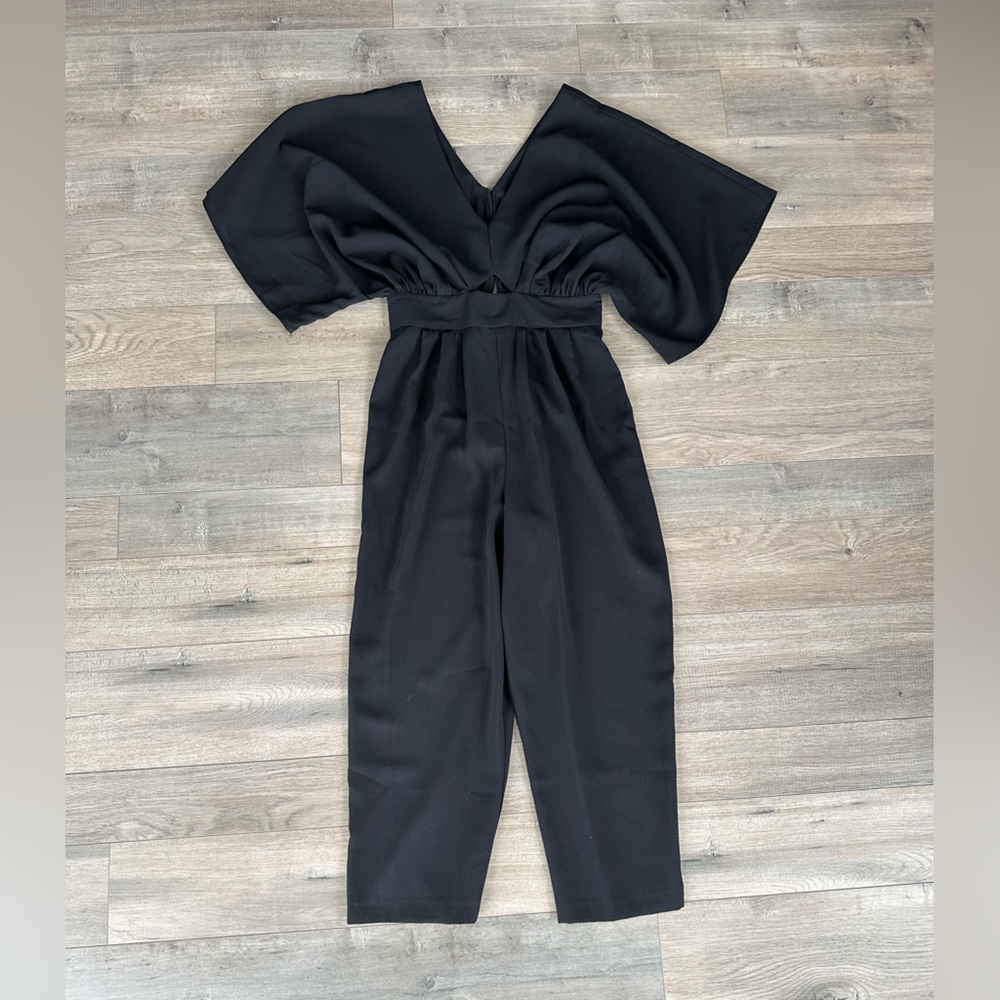 Black Jumpsuit with Cutout and Flowy Sleeves
